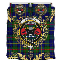 MacLeod of Harris Modern Tartan Crest Bedding Set - Golden Thistle Style