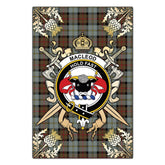 MacLeod of Harris Weathered Tartan Crest Black Garden Flag - Gold Thistle Style