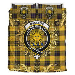 MacLeod of Lewis Ancient Tartan Crest Bedding Set - Golden Thistle Style