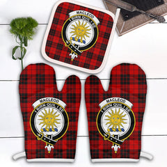MacLeod Of Raasay Tartan Crest Oven Mitt And Pot Holder (2 Oven Mitts + 1 Pot Holder)