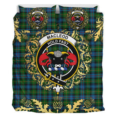 MacLeod of Skye or Johnston Tartan Crest Bedding Set - Golden Thistle Style
