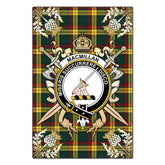 MacMillan Old Modern Tartan Crest Black Garden Flag - Gold Thistle Style