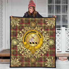 MacMillan Old Weathered Tartan Crest Premium Quilt - Gold Thistle Style