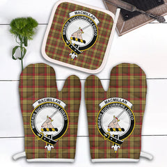 MacMillan Old Weathered Tartan Crest Oven Mitt And Pot Holder (2 Oven Mitts + 1 Pot Holder)