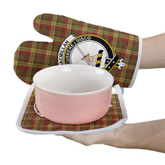 MacMillan Old Weathered Tartan Crest Oven Mitt And Pot Holder (2 Oven Mitts + 1 Pot Holder)