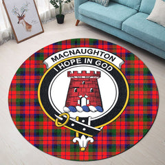 MacNaughton Modern Tartan Crest Round Rug