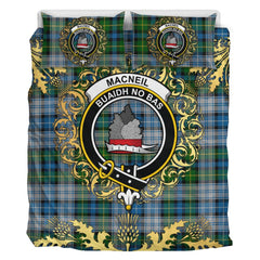 MacNeil Dress Tartan Crest Bedding Set - Golden Thistle Style