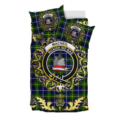 MacNeil of Barra Modern Tartan Crest Bedding Set - Golden Thistle Style