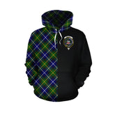 MacNeil of Barra Modern Tartan Hoodie Half of Me - Cross Style