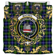 MacNeil of Barra Modern Tartan Crest Bedding Set - Golden Thistle Style
