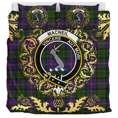MacNeil of Colonsay Highland Tartan Crest Bedding Set - Golden Thistle Style