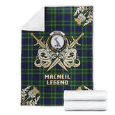 MacNeil of Colonsay Modern Tartan Gold Courage Symbol Blanket