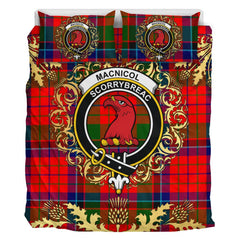 MacNicol of Scorrybreac Tartan Crest Bedding Set - Golden Thistle Style