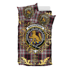 MacPherson Tartan Crest Bedding Set - Golden Thistle Style