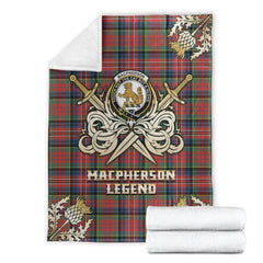 MacPherson Ancient Tartan Gold Courage Symbol Blanket