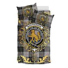 MacPherson Dress 01 Tartan Crest Bedding Set - Golden Thistle Style