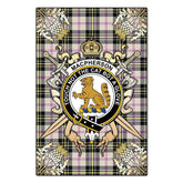 MacPherson Dress Ancient Tartan Crest Black Garden Flag - Gold Thistle Style