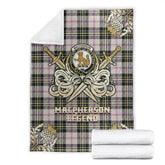 MacPherson Dress Ancient Tartan Gold Courage Symbol Blanket