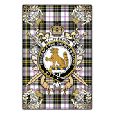 MacPherson Dress Modern Tartan Crest Black Garden Flag - Gold Thistle Style