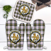 MacPherson Dress Modern Tartan Crest Oven Mitt And Pot Holder (2 Oven Mitts + 1 Pot Holder)