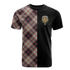 MacPherson Hunting Ancient Tartan T-Shirt Half of Me - Cross Style