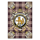 MacPherson Hunting Ancient Tartan Crest Black Garden Flag - Gold Thistle Style