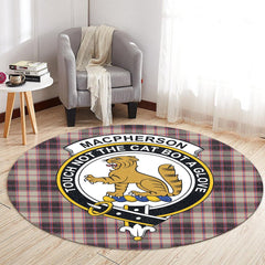MacPherson Hunting Ancient Tartan Crest Round Rug