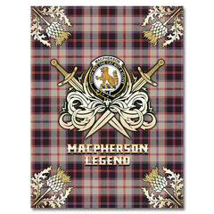MacPherson Hunting Ancient Tartan Gold Courage Symbol Blanket
