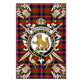 MacPherson Modern Tartan Crest Black Garden Flag - Gold Thistle Style