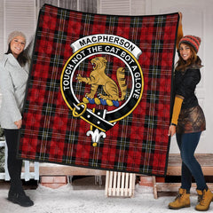 MacPherson Red Cluny Tartan Crest Quilt