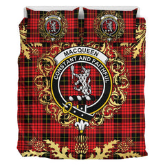 MacQueen Modern Tartan Crest Bedding Set - Golden Thistle Style