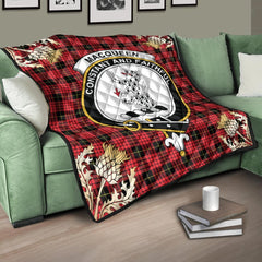 MacQueen Modern Tartan Crest Premium Quilt - Gold Thistle Style