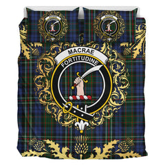 MacRae 2 Tartan Crest Bedding Set - Golden Thistle Style