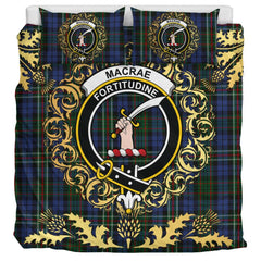 MacRae 2 Tartan Crest Bedding Set - Golden Thistle Style