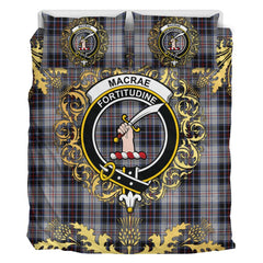 MacRae Dress 02 Tartan Crest Bedding Set - Golden Thistle Style