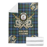 MacRae Hunting Ancient Tartan Gold Courage Symbol Blanket