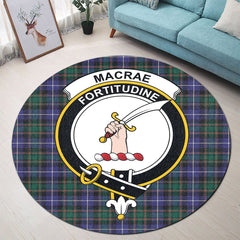 MacRae Hunting Modern Tartan Crest Round Rug