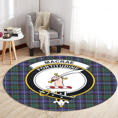 MacRae Hunting Modern Tartan Crest Round Rug
