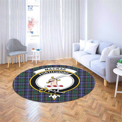 MacRae Hunting Modern Tartan Crest Round Rug