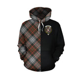 MacRae Hunting Weathered Tartan Hoodie Half of Me - Cross Style