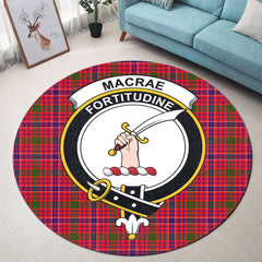 MacRae Modern Tartan Crest Round Rug