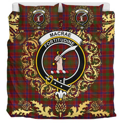 MacRae Prince Tartan Crest Bedding Set - Golden Thistle Style