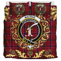 MacRae of Conchra 01 Tartan Crest Bedding Set - Golden Thistle Style