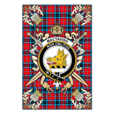 MacTavish Modern Tartan Crest Black Garden Flag - Gold Thistle Style