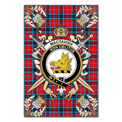 MacTavish Modern Tartan Crest Black Garden Flag - Gold Thistle Style