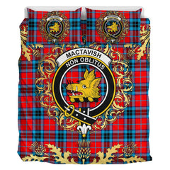 MacTavish Modern Tartan Crest Bedding Set - Golden Thistle Style