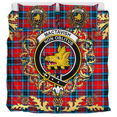MacTavish Modern Tartan Crest Bedding Set - Golden Thistle Style