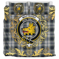 MacTavish of Dunardry Tartan Crest Bedding Set - Golden Thistle Style