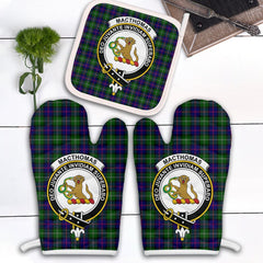 MacThomas Modern Tartan Crest Oven Mitt And Pot Holder (2 Oven Mitts + 1 Pot Holder)
