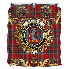 Macbain 02 Tartan Crest Bedding Set - Golden Thistle Style